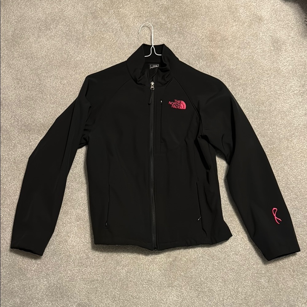 The North Face Black Jacket with Pink Logo
